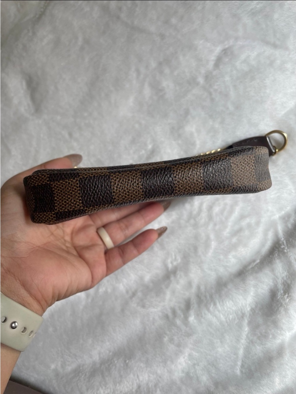 Louis Vuitton Brown Damier Ebene Mini Pochette with Gold Chain price is firm. - Picture 8 of 11